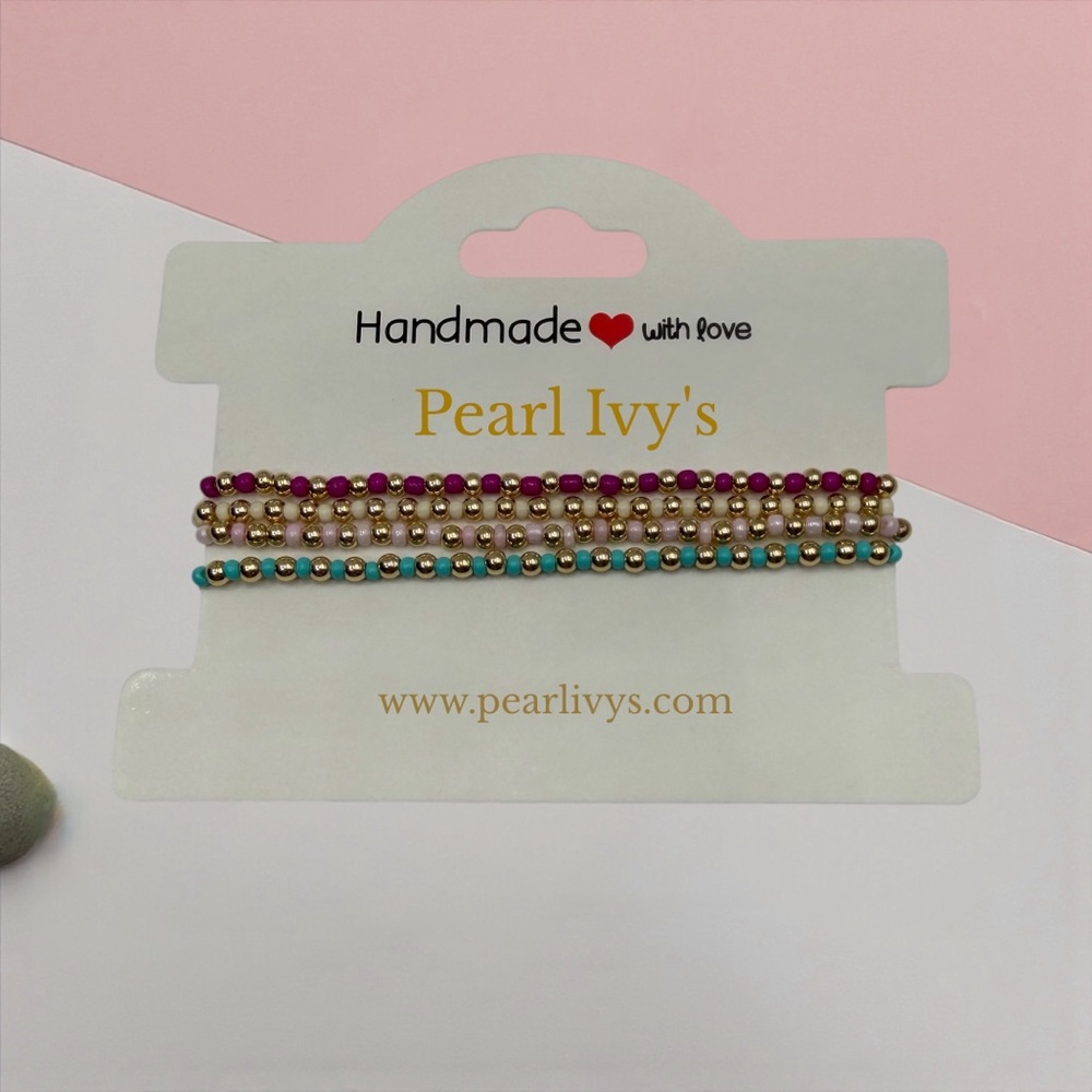 14k Gold Filled & Glass Seed Beaded Bracelet Set